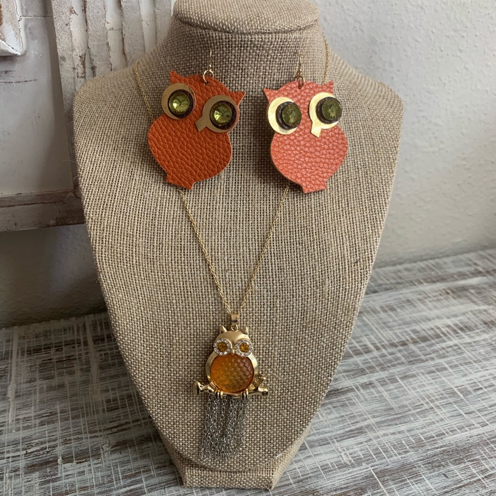 Owl Earring & Necklace Set